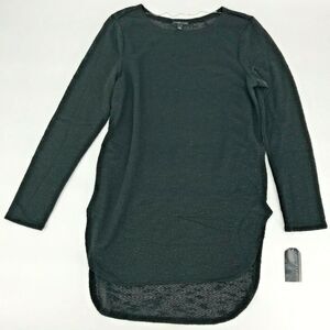 New Signature Studio Womens Tunic Sweater Knit High Low Hem Black Fall Sz Medium